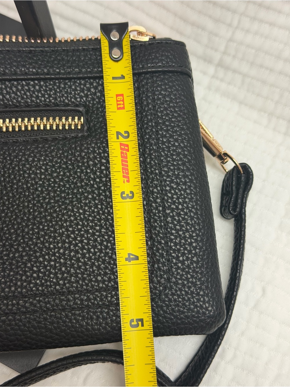 Black Caviar Leather Wristlet Clutch with Gold Logo - Picture 8 of 8